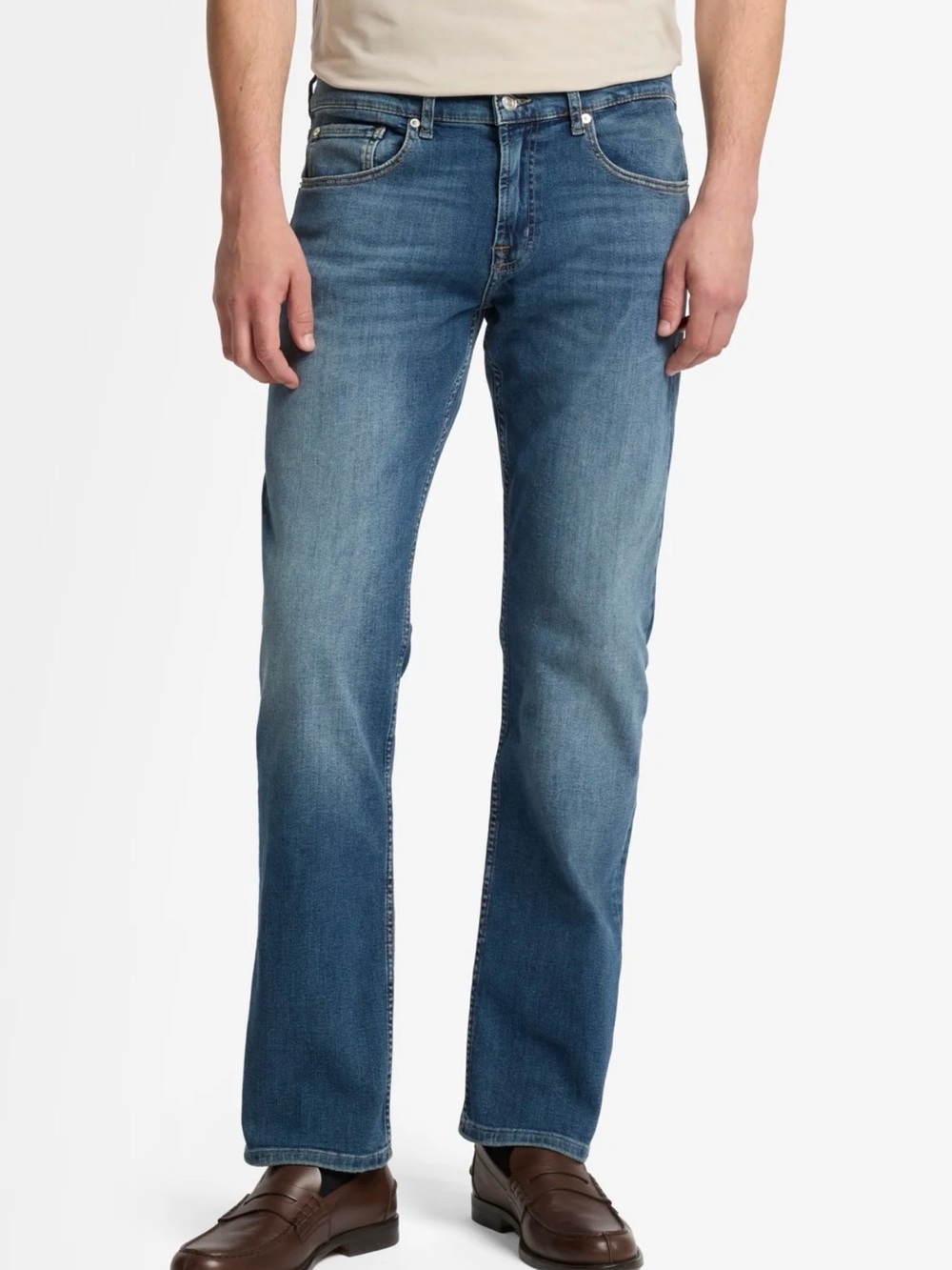 7 For All Mankind Men’s Straight Jeans - Medium Blue Wash